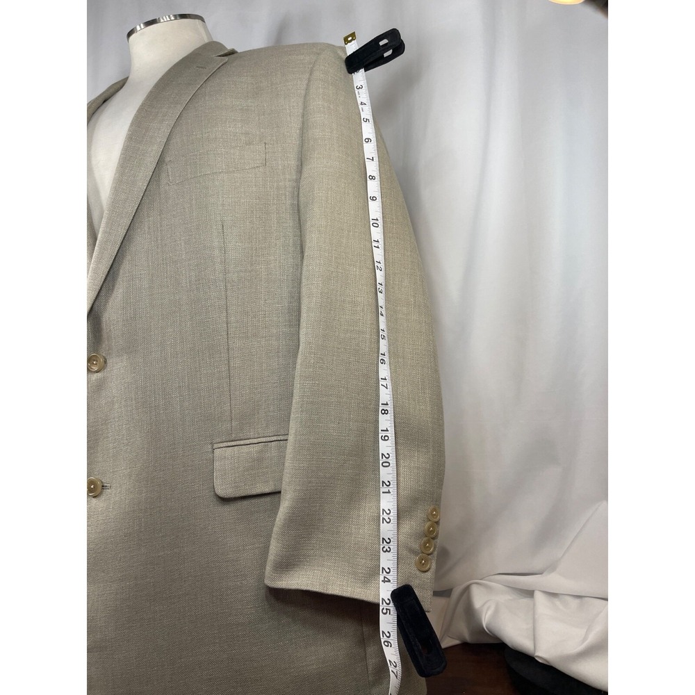 Linen Blend Summer Blazer 48 Long Khaki Taupe Izod Sports Coat Men's 48 Long EUC - Picture 3 of 13
